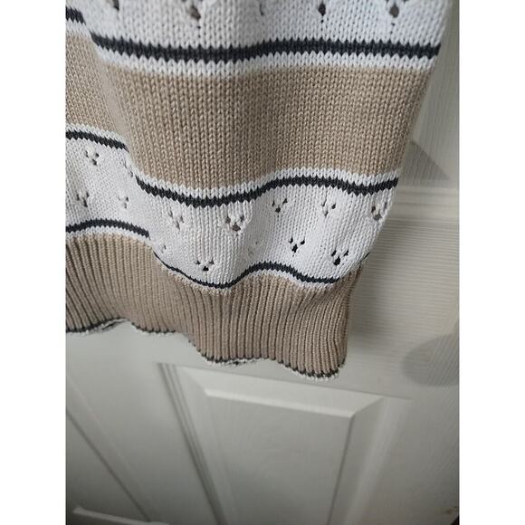 Carriage Court Classics Woman L* Sweater Short Sleeve Brown White Striped... - Picture 5 of 7